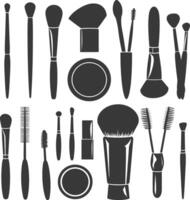 Silhouette makeup tool and equipment black color only vector