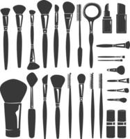 Silhouette makeup tool and equipment black color only vector