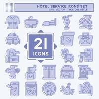 icono conjunto hotel servicio. relacionado a fiesta símbolo. dos tono estilo. sencillo diseño ilustración vector