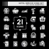 Icon Set Hotel Service. related to Holiday symbol. glossy style. simple design illustration vector