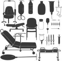 Silhouette medical equipment black color only vector