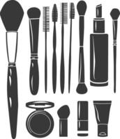 Silhouette makeup tool and equipment black color only vector