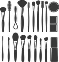 Silhouette makeup tool and equipment black color only vector