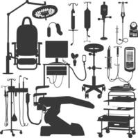 Silhouette medical equipment black color only vector