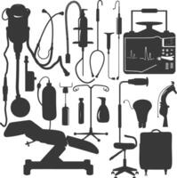 Silhouette medical equipment black color only vector