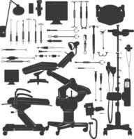 Silhouette medical equipment black color only vector