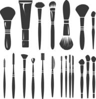 Silhouette makeup tool and equipment black color only vector