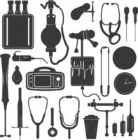 Silhouette medical equipment black color only vector