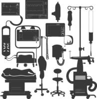 Silhouette medical equipment black color only vector