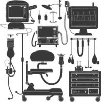 Silhouette medical equipment black color only vector