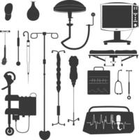 Silhouette medical equipment black color only vector