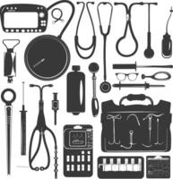 Silhouette medical equipment black color only vector