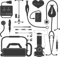 Silhouette medical equipment black color only vector