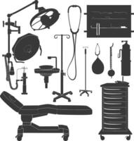 Silhouette medical equipment black color only vector