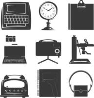 Silhouette office equipment black color only vector