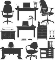 Silhouette office equipment black color only vector