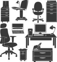 Silhouette office equipment black color only vector