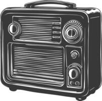 silueta antiguo radio negro color solamente lleno vector