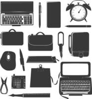 Silhouette office equipment black color only vector