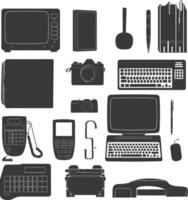 Silhouette office equipment black color only vector