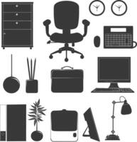 Silhouette office equipment black color only vector