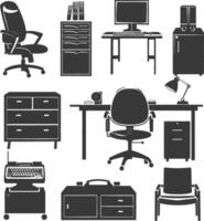 Silhouette office equipment black color only vector