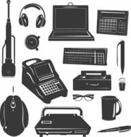 Silhouette office equipment black color only vector