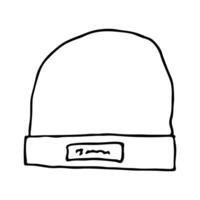 Winter cap doodle Hand drawn winter accessories Single design element for card, print, design, decor vector