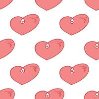 Seamless pattern with hand drawn heart doodle for decorative print, wrapping paper, greeting cards and fabric vector