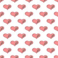 Seamless pattern with hand drawn heart doodle for decorative print, wrapping paper, greeting cards and fabric vector
