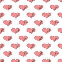 Seamless pattern with hand drawn heart doodle for decorative print, wrapping paper, greeting cards and fabric vector