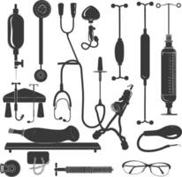 Silhouette medical equipment black color only vector