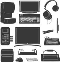 Silhouette office equipment black color only vector