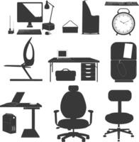 Silhouette office equipment black color only vector