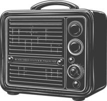 silueta antiguo radio negro color solamente lleno vector