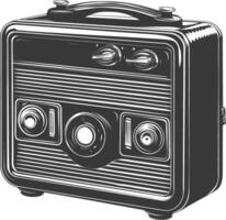 silueta antiguo radio negro color solamente lleno vector