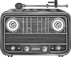 silueta antiguo radio negro color solamente lleno vector