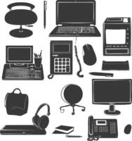 Silhouette office equipment black color only vector