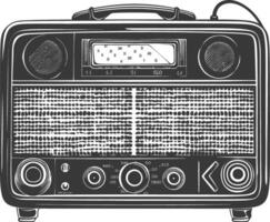 silueta antiguo radio negro color solamente lleno vector