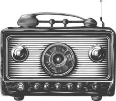 silueta antiguo radio negro color solamente lleno vector