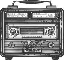 silueta antiguo radio negro color solamente lleno vector