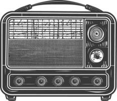 silueta antiguo radio negro color solamente lleno vector