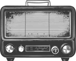 silueta antiguo radio negro color solamente lleno vector