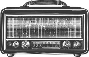 silueta antiguo radio negro color solamente lleno vector