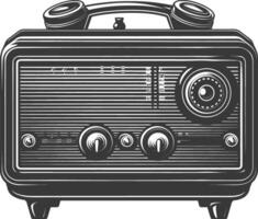 silueta antiguo radio negro color solamente lleno vector