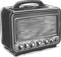 silueta antiguo radio negro color solamente lleno vector