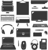 Silhouette office equipment black color only vector