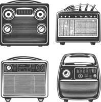 silueta antiguo radio negro color solamente lleno vector