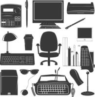 Silhouette office equipment black color only vector