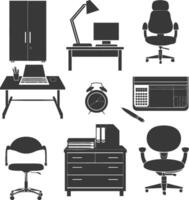 Silhouette office equipment black color only vector